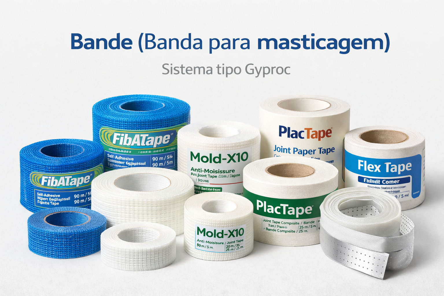 Bandas (Bande)- fibra de vidro-papel-canto-anti mofo