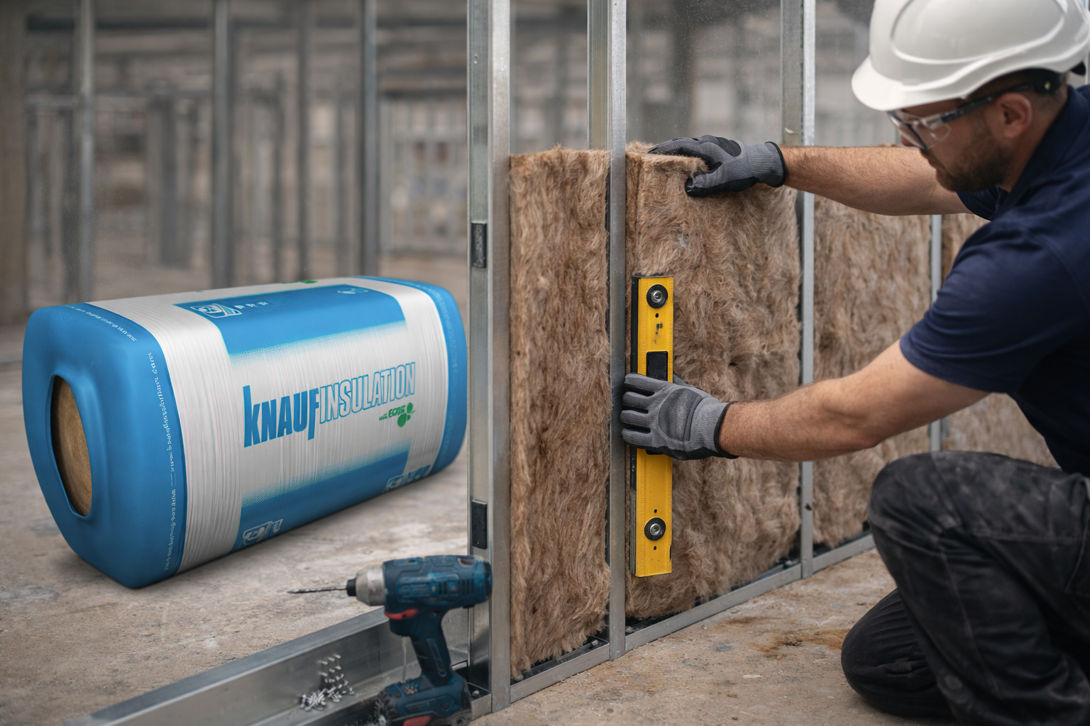 Painel de lã de vidro para sistema tipo Gyproc 125 x 60 cm (5 cm, 7,5 cm e 10 cm)