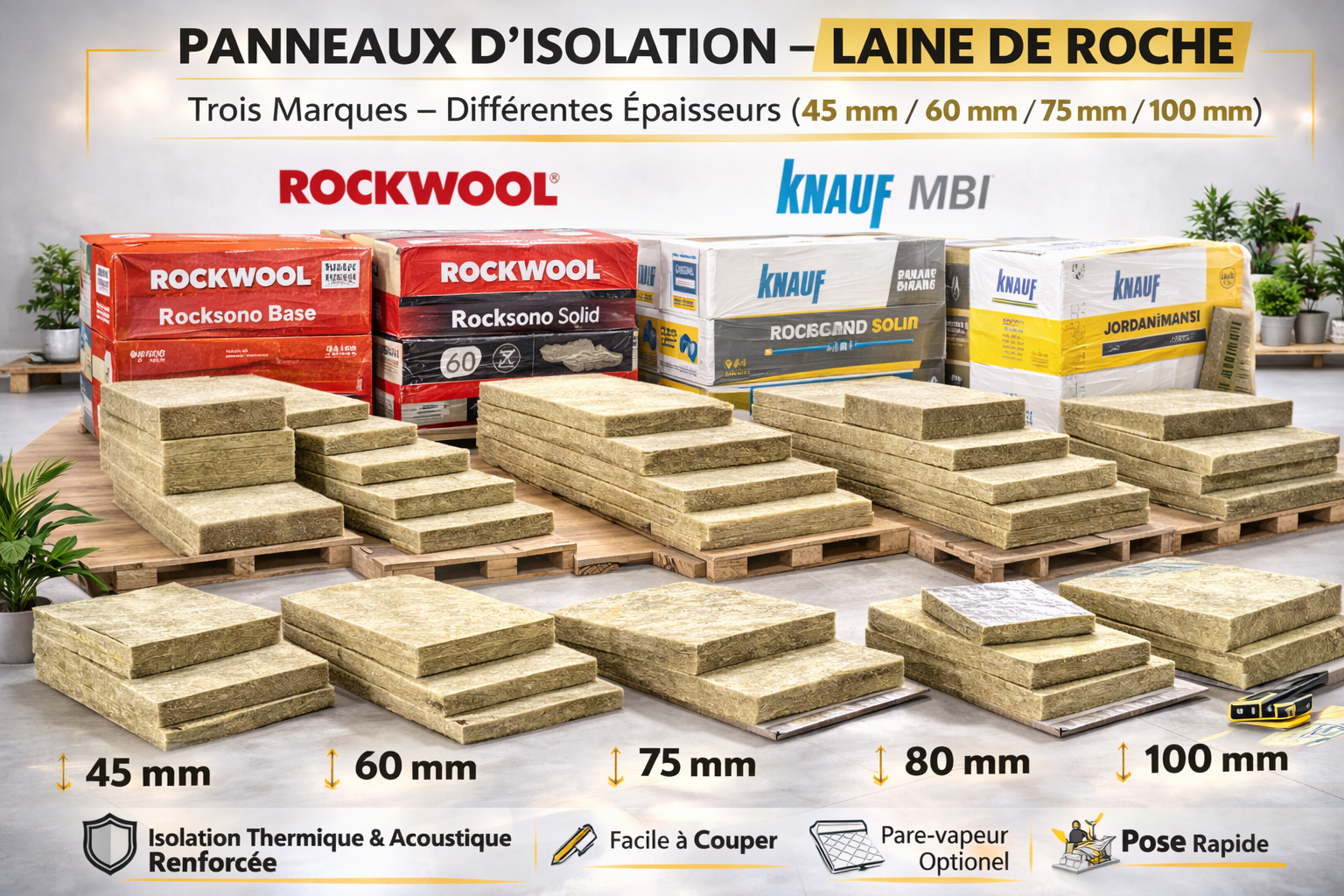 Isolação em Painel-Isolant en panneau - Lã de Rocha