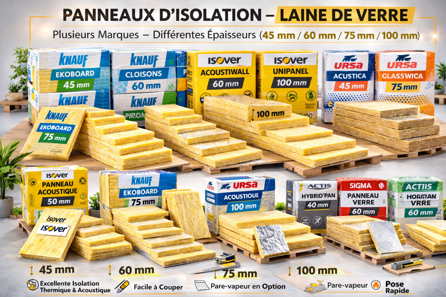 Isolação em Painel-(isolant en panneau) - Lã de vidro